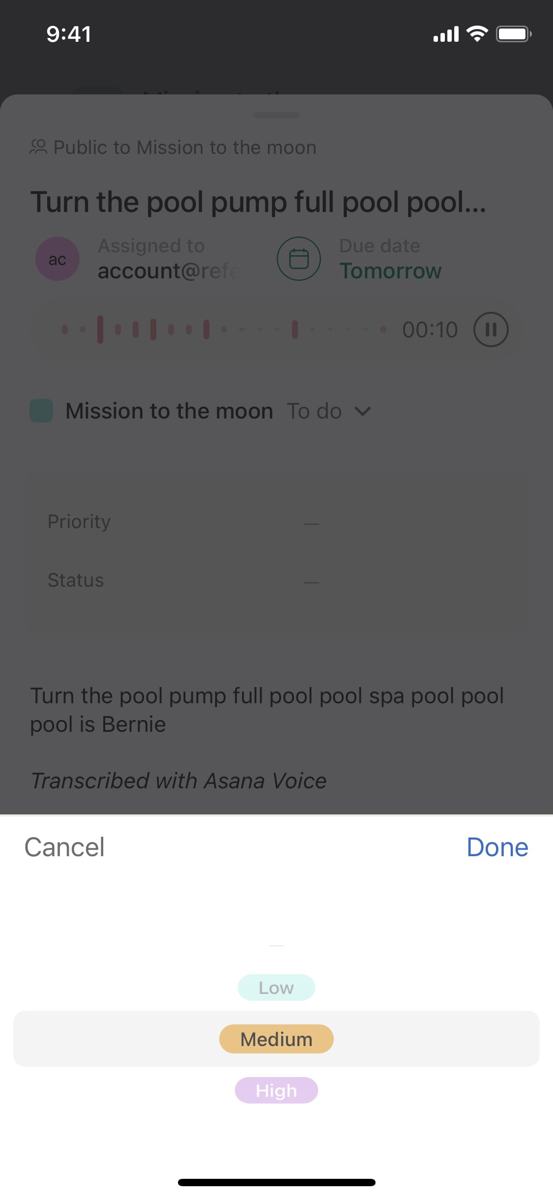 Asana - Interface Details