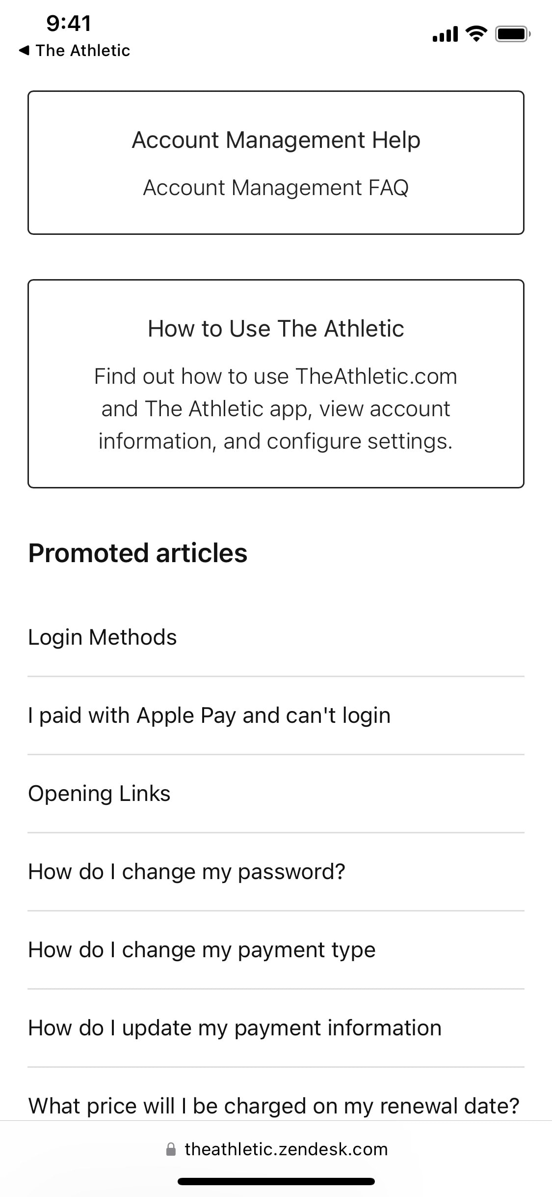 The Athletic - Support & Help
