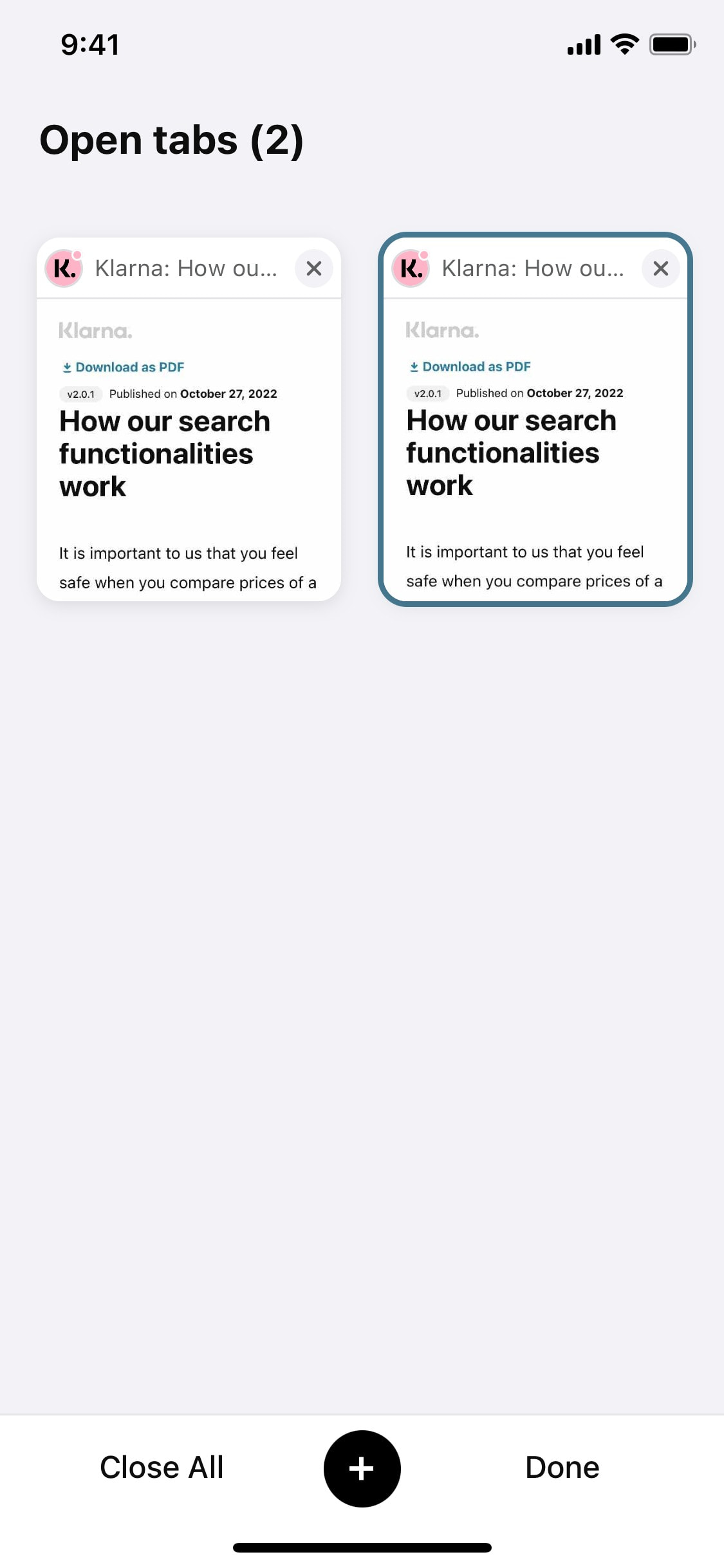 Klarna - Interface Details