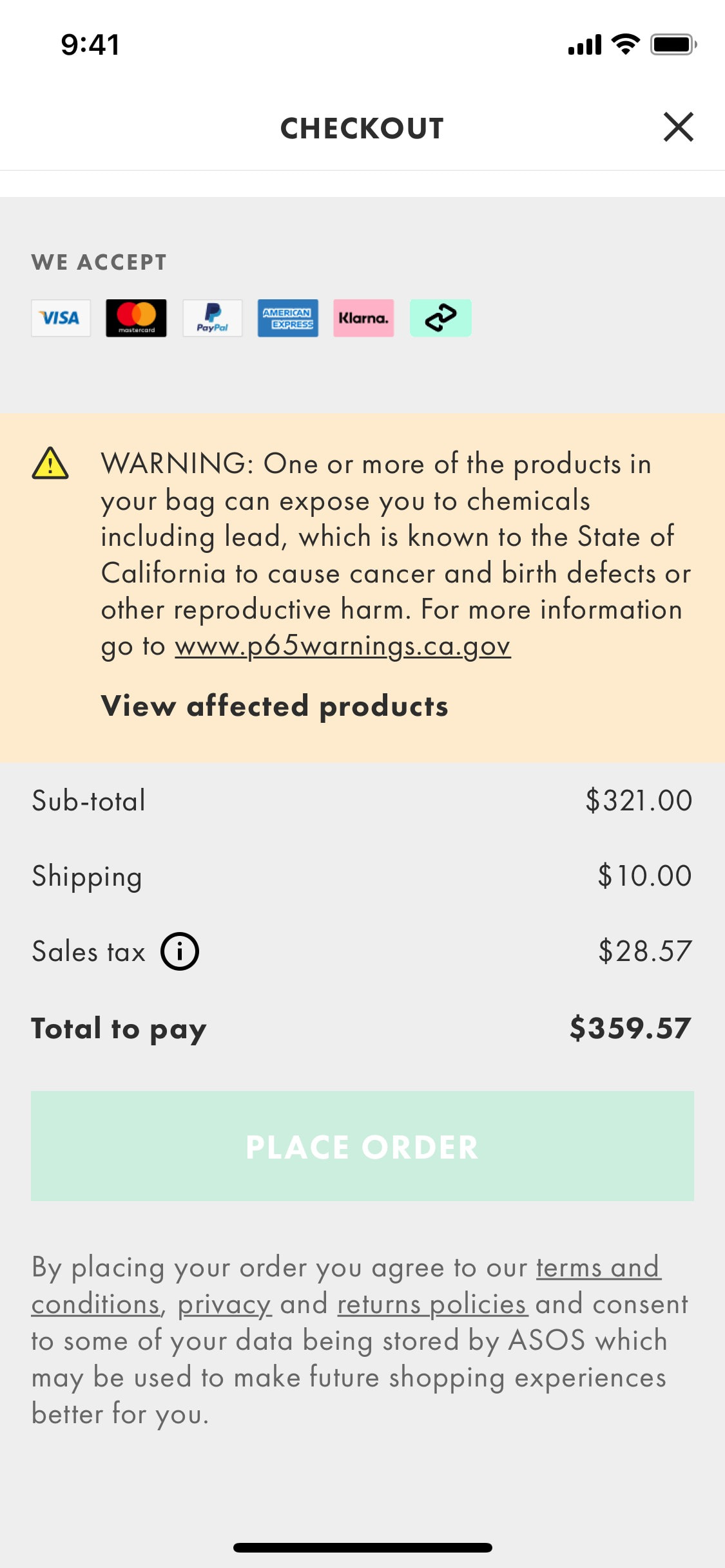Asos - Checkout