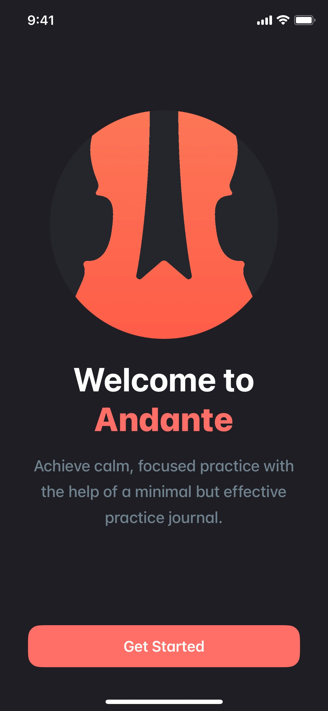 Andante - Welcome Screen
