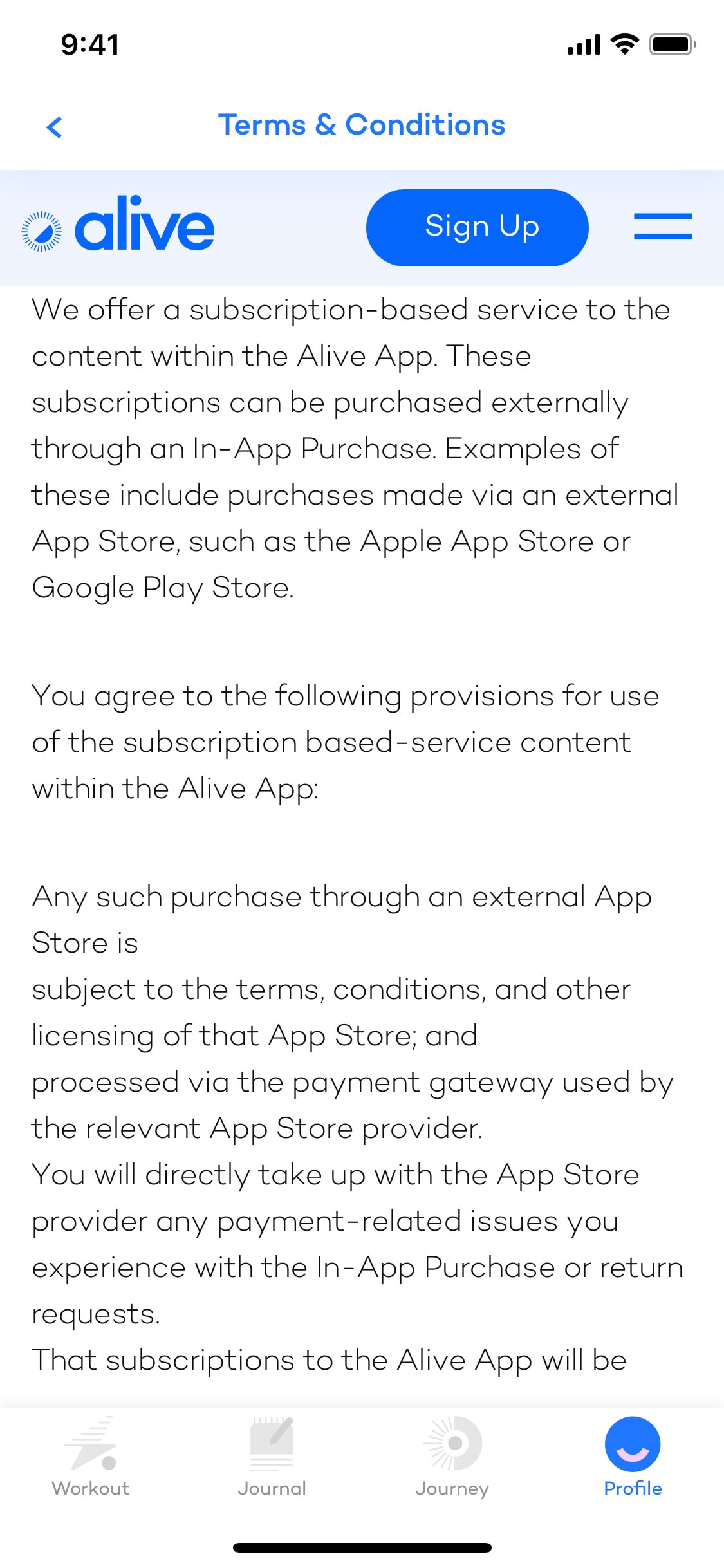 Alive - Terms & Conditions